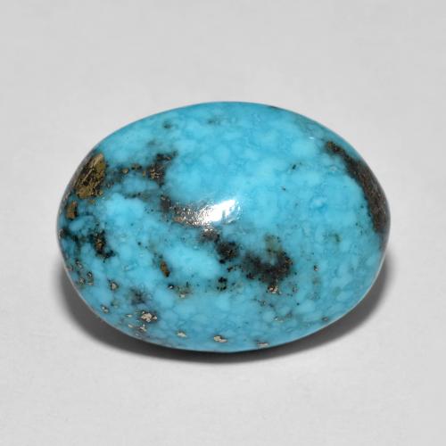 Greenish Blue Turquoise Gem - 10.7ct Oval Cabochon (ID: 615749)