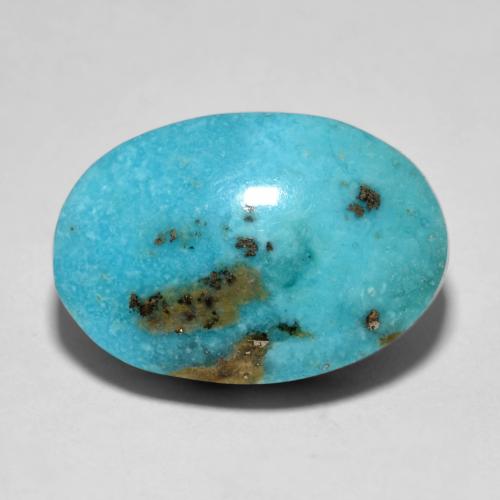 Medium Greenish Blue Turquoise Gem - 13.6ct Oval Cabochon (ID: 615751)