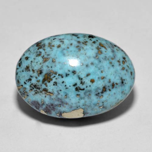 Medium Greenish Blue Turchese Gem - 15.8ct Ovale cabochon (ID: 615754)