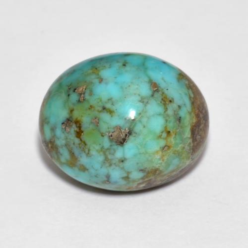 Medium Bluish Green Turquoise Gem - 9.3ct Oval Cabochon (ID: 621493)