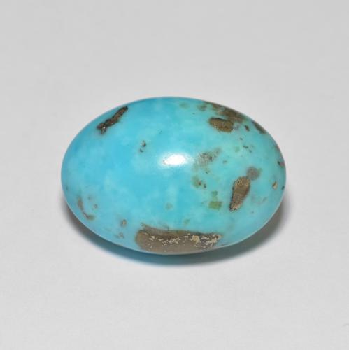 9.9 x 13.9mm Oval Cabochon Turquoise from United States, Weight of 17.6ct, Natural stabilized gemstone in Opaque Clarity, 1pc Turquoise - the Color is Bluish Green, Mohs Hardness of 5 - 6, Photo A