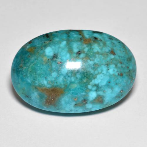 20.89ct Oval Bluish Green Turquoise from United States, Dimension 22.1 x 14.7mm, Natural stabilized Gemstone, Opaque Clarity, 1pc Oval Cabochon Turquoise, Mohs Hardness of 5 - 6, Photo A