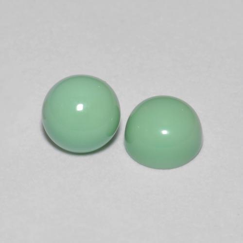 5mm Matching Round Turquoise Pair - Weight 1.18ct total / avg. 0.59ct each, Natural untreated Gemstone, Blue Green Color in Opaque Clarity, Mohs Hardness 5 - 6, Photo A