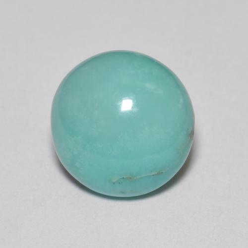 4.31ct Round Cabochon Turquoise from United States, Dimension 10.2mm, Opaque Clarity, Natural untreated gemstone, 1pc Turquoise in Bluish Green Color, Mohs Hardness of 5 - 6, Photo A