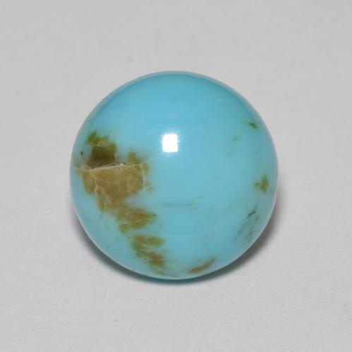 9.2mm Round Turquoise from United States, Weight of 1.93ct, Natural untreated Gemstone in Opaque Clarity, 1pc Round Cabochon Turquoise - Color: Bluish Green, Mohs Hardness of 5 - 6, Photo A