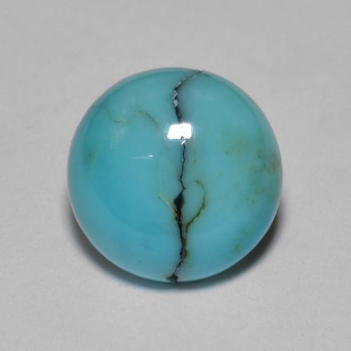2.1ct Round Cabochon Turquoise from United States, Dimension 9.2mm, Opaque Clarity, Natural untreated gemstone, 1pc Turquoise in Bluish Green Color, Mohs Hardness of 5 - 6, Photo A