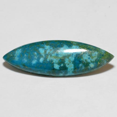 5.93ct Marquise Medium Bluish Green Turquoise from China, Dimension 27.2 x 9.1mm, Natural untreated Gemstone, Opaque Clarity, 1pc Marquise Cabochon Turquoise, Mohs Hardness of 5 - 6, Photo A