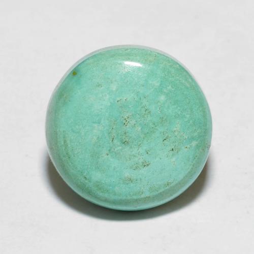 13mm Round Cabochon Turquoise from China, Weight of 5.8ct, Natural untreated Gemstone in Opaque Clarity, 1pc Turquoise - Color: Bright Teal, Mohs Hardness of 5 - 6, Photo A