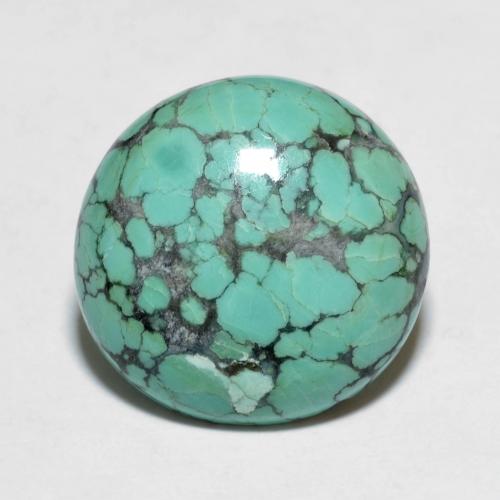Turquoise round cabochon 15,1mm de Chine, poids de 6,13 ct, pierre gemme naturelle Non traité de pureté Opaque , 1 pièce de turquoise, couleur : Bleu vert, dureté de Mohs de 5 à 6, Photo A