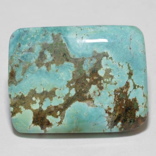 10.39ct Cushion Bluish Green Turquoise from China, Dimension 19.5 x 15.1mm, Natural untreated Gemstone, Opaque Clarity, 1pc Cushion Cabochon Turquoise, Mohs Hardness of 5 - 6, Photo A