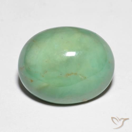8.04ct Oval Cabochon Green Turquoise from United States, Dimension 16.1 x 13mm, Opaque Clarity, Natural stabilized gemstone, 1pc Turquoise in Medium Green Color, Mohs Hardness of 5 - 6, Photo A