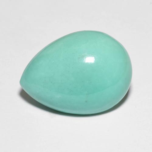 17.4 x 13mm Pear Cabochon Turquoise from United States, Weight of 9.74ct, Natural stabilized gemstone in Opaque Clarity, 1pc Turquoise - the Color is Blue Green, Mohs Hardness of 5 - 6, Photo A