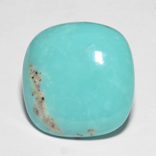 17,4 x 17,1mm kissenschliff Türkis aus den USA, Gewicht 14,93 ct, 1 Stück Türkis - Farbe: Bläulich-grün, natürlicher Edelstein in Opaque Reinheit, Mohs-Härte von 5 - 6, Photo A