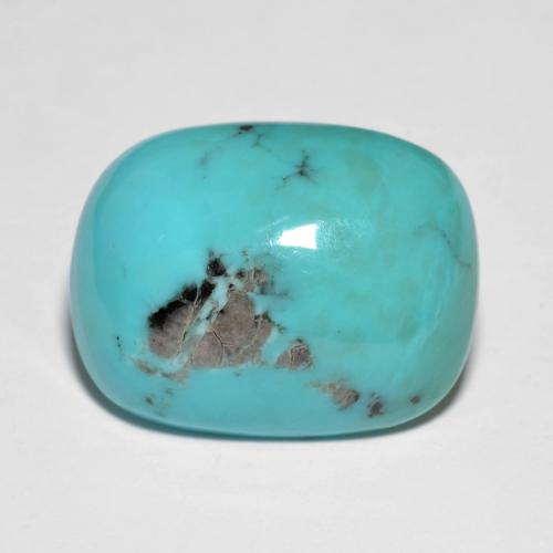 12.07ct Cushion Cabochon Turquoise from United States, Dimension 17.1 x 13.3mm, Opaque Clarity, Natural stabilized gemstone, 1pc Turquoise in Bluish Green Color, Mohs Hardness of 5 - 6, Photo A