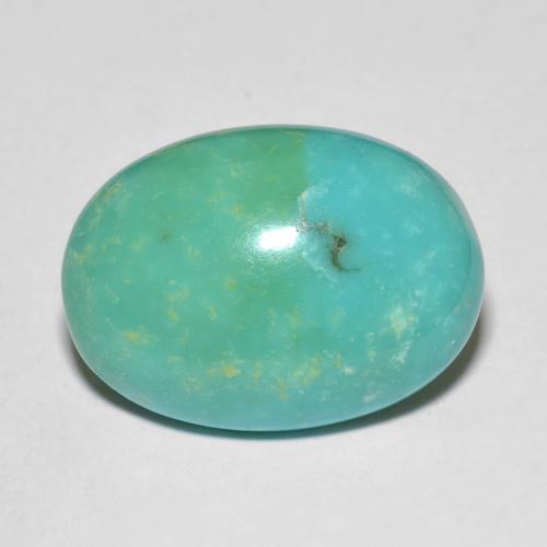 9.6ct Oval Cabochon Turquoise from United States, Dimension 18 x 13mm, Natural stabilized Gemstone, Opaque Clarity, 1 piece Turquoise in Bluish Green Color, Mohs Hardness of 5 - 6, Photo A