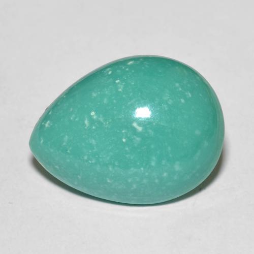 11.29ct Pear Cabochon Turquoise from United States, Dimension 17.6 x 13.4mm, Natural stabilized Gemstone, Opaque Clarity, 1 piece Turquoise in Electric Blue Green Color, Mohs Hardness of 5 - 6, Photo A