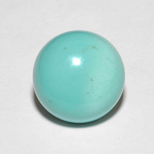 3.95ct Round Electric Blue Green Turquoise from United States, Dimension 10mm, Natural stabilized Gemstone, Opaque Clarity, 1pc Round Cabochon Turquoise, Mohs Hardness of 5 - 6, Photo A