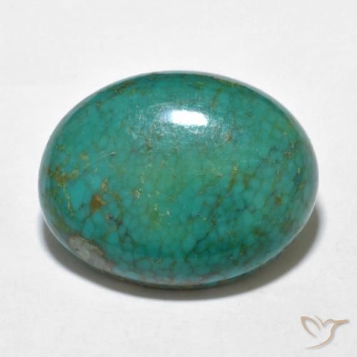 9.91 ct Blue Green Turquoise, 19.2 x 15 mm Oval Cut From China, Photo A