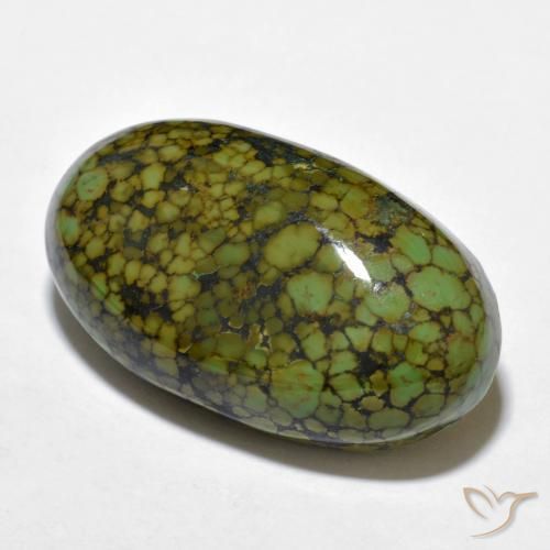 21.28 ct Green Turquoise Stone, Natural Turquoise in Oval Cabochon Shape for Sale