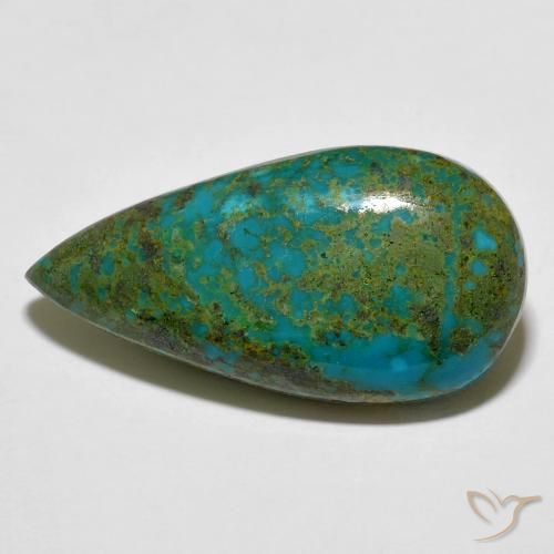 11.35 ct Blue Green Turquoise, 25 x 12.7 mm Pear Cut From China, Photo A