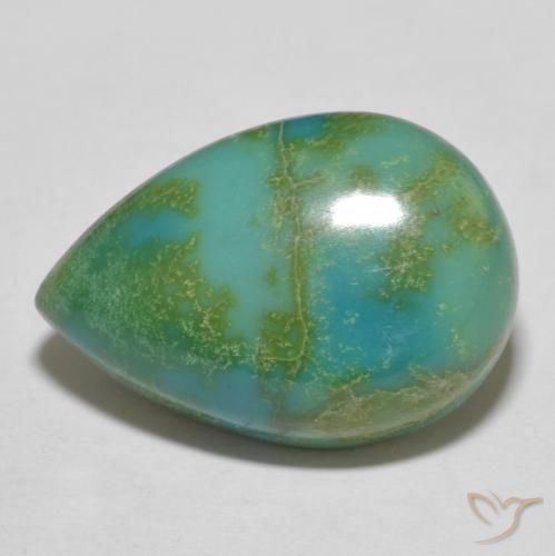 12.52 ct Blue Green Turquoise, 21.7 x 14.8 mm Pear Cut From China, Photo A