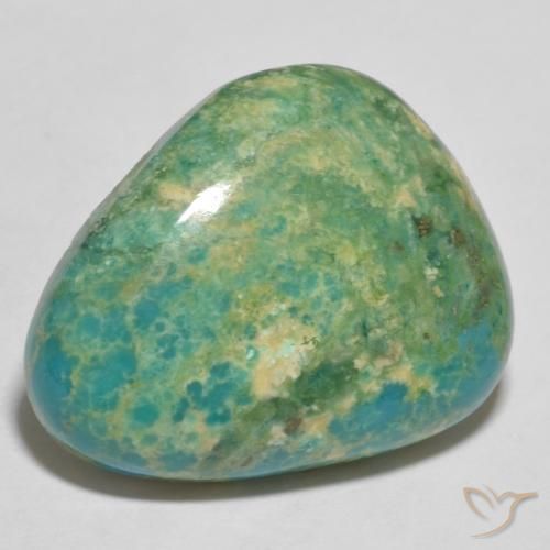 14.63 ct Blue Green Turquoise, 22.3 x 18.3 mm Trillion Cut From China, Photo A