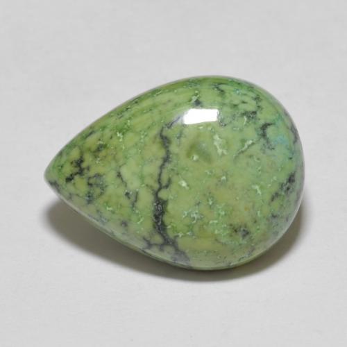 Turquesa Verde Cabujón Pera de 16,3 x 12,2mm de China, peso de 8.23 ct, piedra preciosa natural No tratado en claridad Opaco, Turquesa de 1 pieza - Color: Verde bosque, dureza Mohs de 5 - 6, Photo A