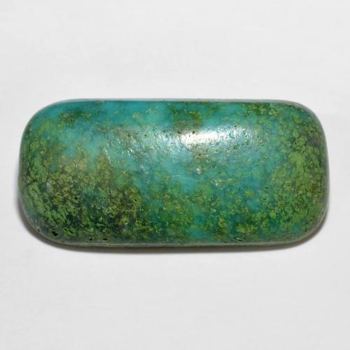 8.47ct Cushion Bright Bluish Green Turquoise from China, Dimension 24.4 x 11.7mm, Natural untreated Gemstone, Opaque Clarity, 1pc Cushion Cabochon Turquoise, Mohs Hardness of 5 - 6, Photo A