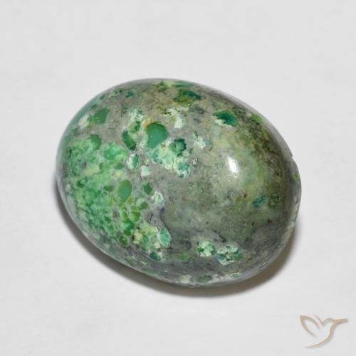 6.49 ct Green Turquoise Stone, Natural Turquoise in Oval Cabochon Shape for Sale