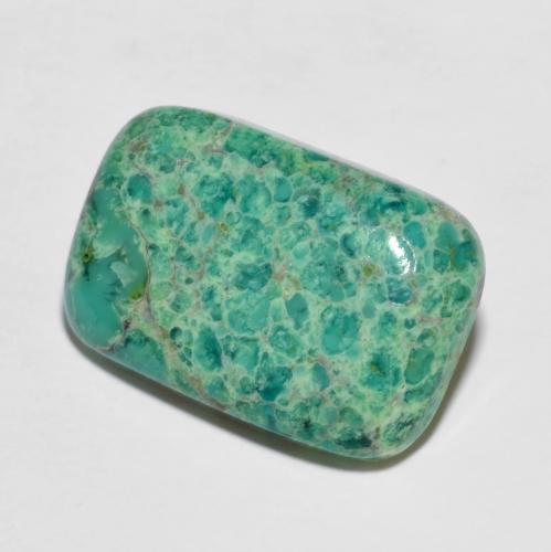 5.38ct Cushion Cabochon Turquoise from China, Dimension 17.4 x 11.7mm, Natural untreated Gemstone, Opaque Clarity, 1 piece Turquoise in Blue Green Color, Mohs Hardness of 5 - 6, Photo A