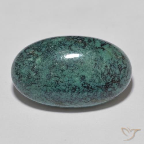 9.33 ct Blue Green Turquoise, 19.7 x 11.9 mm Oval Cut From China, Photo A