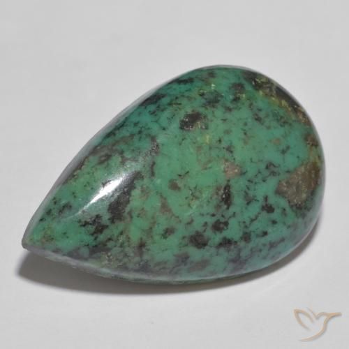 14.14 ct Green Turquoise, 25.5 x 16.1 mm Pear Cut From China, Photo A