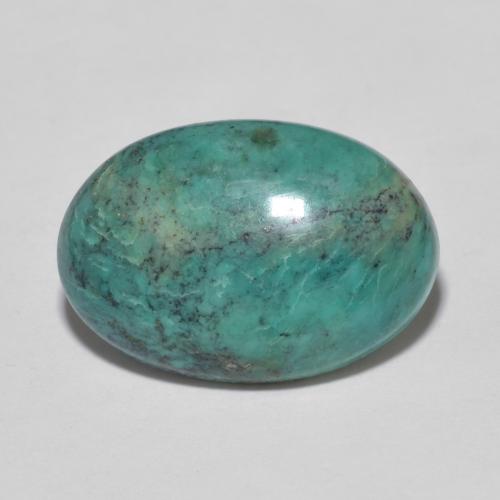 Turquesa Azul-verde Ovalada de 4.08 ct de China, dimensión 16,2 x 11,1mm, piedra preciosa natural No tratado, claridad Opaco, Turquesa Cabujón Óvalo de 1 pieza, dureza de Mohs de 5 - 6 , Photo A