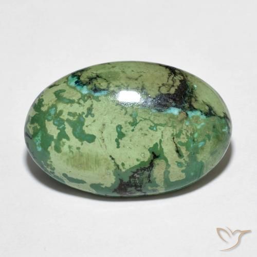 9.73 ct Green Turquoise Stone, Natural Turquoise in Oval Cabochon Shape for Sale