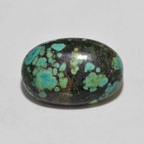 4.48ct Oval Multicolor Turquoise from China, Dimension 14.8 x 10mm, Natural untreated Gemstone, Opaque Clarity, 1pc Oval Cabochon Turquoise, Mohs Hardness of 5 - 6, Photo A