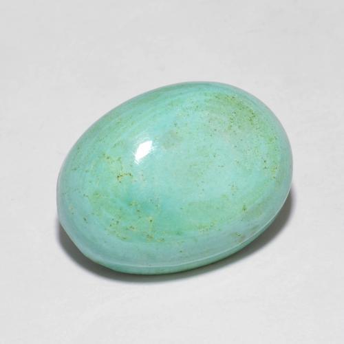 Turquesa Cabujón Óvalo de 14,6 x 10,9mm de China, peso de 5.42ct, piedra preciosa No tratado de forma natural en claridad Opaco, Turquesa de 1 pieza: el color es Verde azulado, dureza Mohs de 5 - 6, Photo A