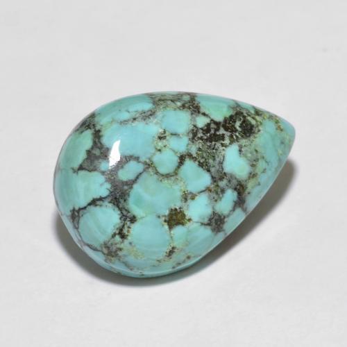 Груша Бирюза 5,5 ct из Китай, размер 15,7 x 11,1 mm, натуральный без дополнительной обработки драгоценный камень, чистота: Opaque, 1 шт. Груша Кабошон Бирюза, твердость по Моосу 5 - 6 , Photo A
