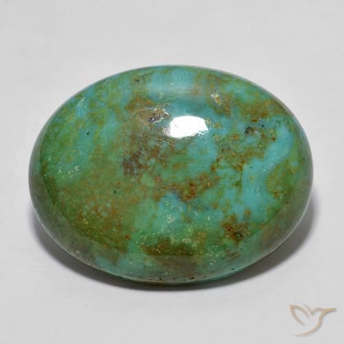 13.03 ct Green Turquoise, 21 x 16.2 mm Oval Cut From China, Photo A
