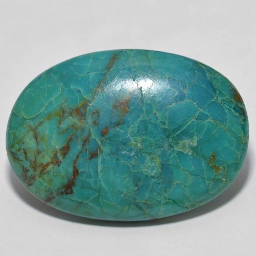 Turquesa Cabujón Óvalo de 17,67 ct de China, Dimensión 27,5 x 19,5mm, Claridad Opaco, Piedra preciosa natural No tratado, 1 pieza de Turquesa en color Verde azul, Dureza Mohs de 5 - 6, Photo A