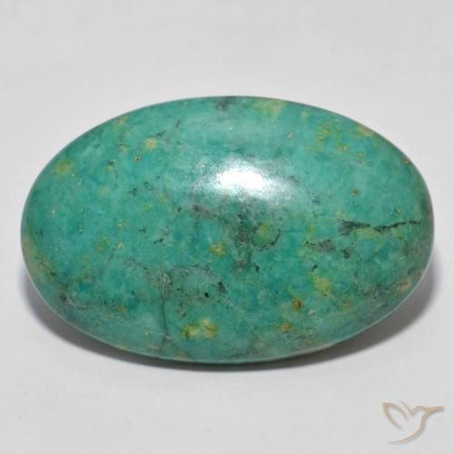 11.73 ct Blue Green Turquoise, 24.9 x 16.1 mm Oval Cut From China, Photo A