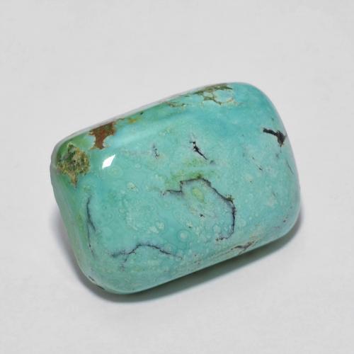 14.1 x 10.1mm Cushion Cabochon Turquoise from China, Weight of 5.52ct, Natural untreated gemstone in Opaque Clarity, 1pc Turquoise - the Color is Teal, Mohs Hardness of 5 - 6, Photo A