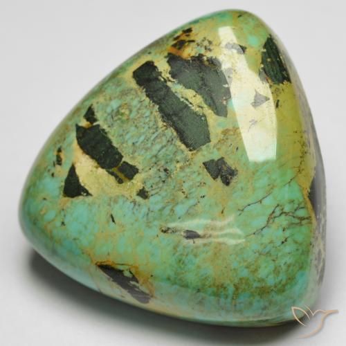 18.87 ct Green Turquoise Stone, Natural Turquoise in Trillion Cabochon Shape for Sale