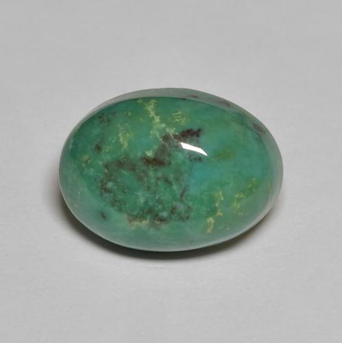 Turquoise Vert Ovale 13 x 9,5mm des Etats-Unis, poids de 4,82 ct, pierre gemme naturelle Non traité de pureté Opaque , 1 pièce de turquoise oval cabochon, couleur : Vert moyen, dureté de Mohs de 5 à 6, Photo A