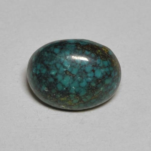 Turchese 9,5 x 7,2mm Ovale cabochon dagli Stati Uniti, peso di 1,43 ct, gemma naturale non trattati in purezza Opaque, 1 pezzo Turchese - Colore: Verde acqua scuro, durezza Mohs di 5 - 6, Photo A