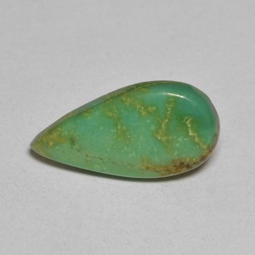 Turquoise Vert pear cabochon 2,1 ct des Etats-Unis, dimension 15,8 x 8,1mm, pierre gemme naturelle Non traité, pureté Opaque , 1 pièce Turquoise de couleur Vert moyen, dureté Mohs de 5 à 6, Photo A