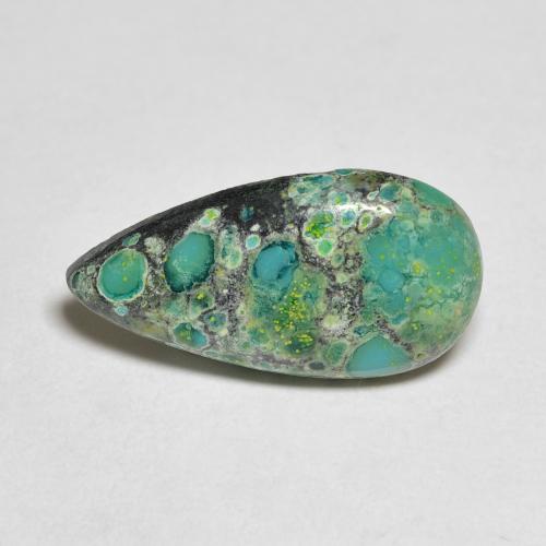 17,4 x 9,1mm Turchese Cabochon pera dagli Stati Uniti, peso di 3,01 ct, pietra preziosa naturale non trattati in purezza Opaque, Turchese 1pz - il colore è Verde bluastro, durezza Mohs di 5 - 6, Photo A