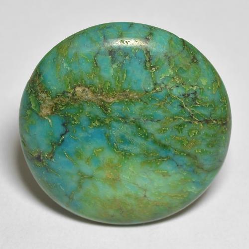21,7mm Turchese taglio rotondo dagli Stati Uniti, peso di 9,28 ct, pietra preziosa naturale non trattati in purezza Opaque, 1 pezzo Turchese Cabochon rotondo - Colore: Verde blu, durezza Mohs di 5 - 6 , Photo A