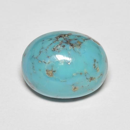 Turquesa Cabujón Óvalo de 12 x 9,4mm de Estados Unidos, peso de 5.03ct, piedra preciosa No tratado de forma natural en claridad Opaco, Turquesa de 1 pieza: el color es Azul verdoso, dureza Mohs de 5 - 6, Photo A