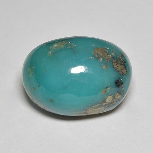 15 x 10,9mm Turchese taglio ovale dagli Stati Uniti, peso di 10,92 ct, pietra preziosa naturale non trattati in purezza Opaque, 1 pezzo Turchese Ovale cabochon - Colore: Verde blu, durezza Mohs di 5 - 6 , Photo A