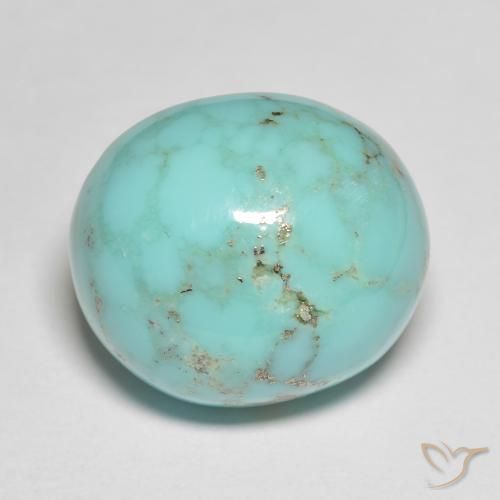 Turquesa Cabujón Óvalo de 17,1 x 14,8mm de Estados Unidos, peso de 18.73ct, piedra preciosa No tratado de forma natural en claridad Opaco, Turquesa de 1 pieza: el color es Verde azulado, dureza Mohs de 5 - 6, Photo A